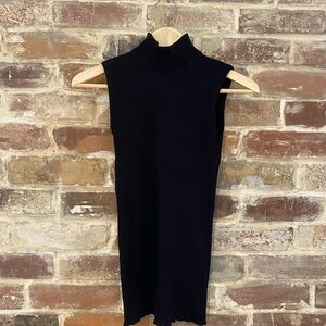 Vintage Dark Navy Blue Ribbed Mock Neck Tank